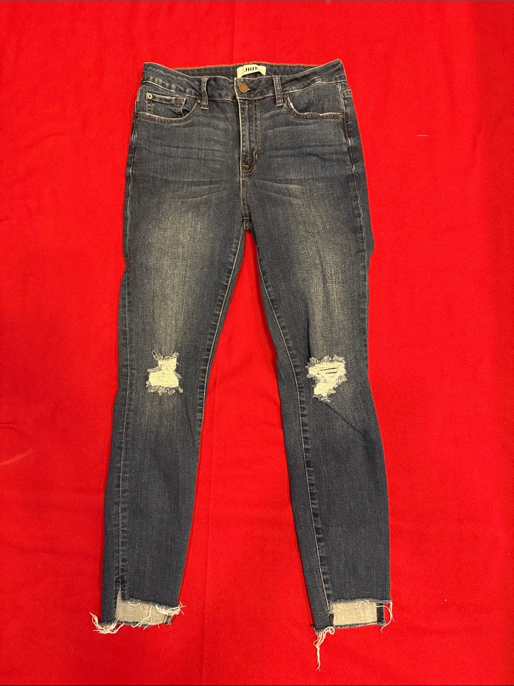 JBD just black denim Women’s Distressed Dark Blue Skinny Jeans  mid rise